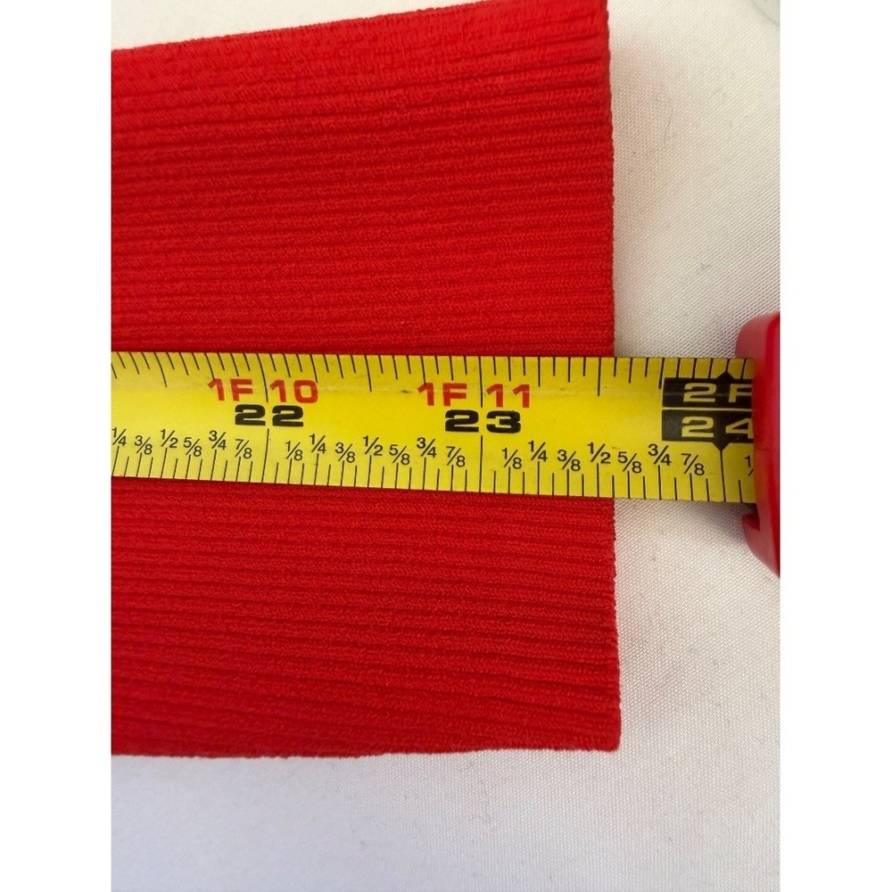 Theoryβ Womens Red Ribbed Knit Long Sleeve Crewneck Fitted Sweater Top L - Picture 16 of 16